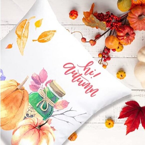 FALL AUTUMN HARVEST PUMPKIN OWL PILLOW COVERS SET 4 SOFT - Picture 4 of 13